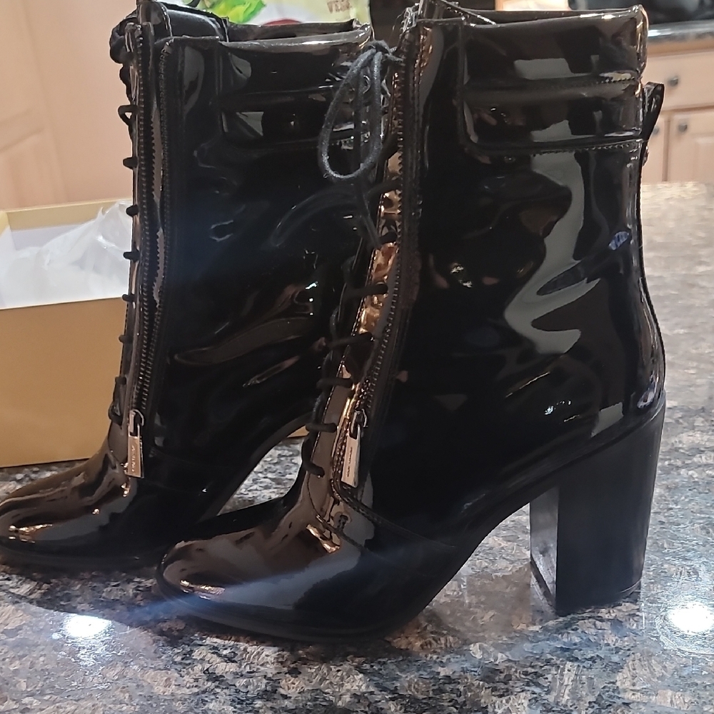 Black Patent Leather Ankle Boots Brand New Patent Shoes Size 11
